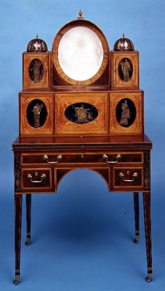 Dame skrivebord, 1795-1810 (mahogni indlagt med satin træ) af American School