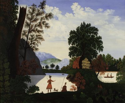 Landskab med indianere, 1880 af American School
