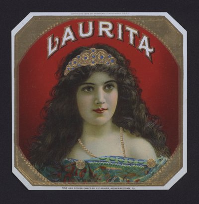 Laurita, cigaretiket (chromolitho) af American School