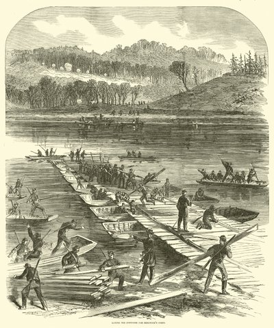 At lægge pontonerne til Sedgwicks korps, april 1863 af American School