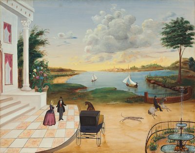 Forlader herregården, ca. 1850-55 af American School