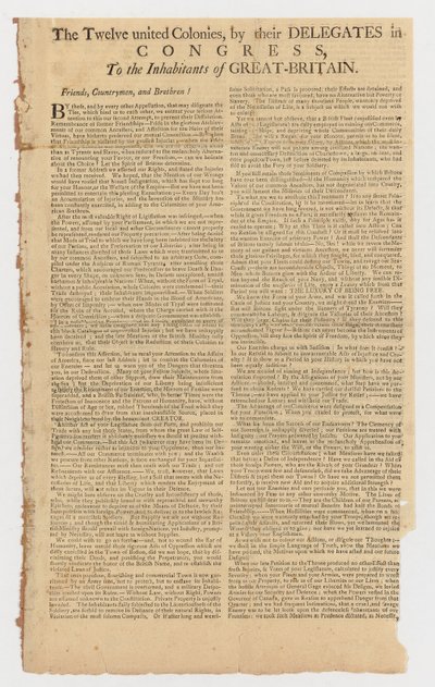 Brev fra de tolv forenede kolonier til indbyggerne i Storbritannien af American School