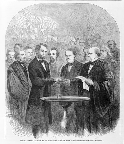 Lincoln aflagde ed ved sin anden indvielse, 4. marts 1865, offentliggjort 1865 af American School