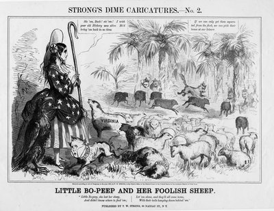 Lille Bo-Peep og hendes tåbelige får, udgivet af T W Strong, New York, 1861 af American School