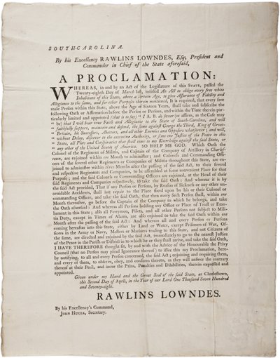 Loyalitetsed til at beskytte South Carolinas uafhængighed, 2. april 1778 af American School