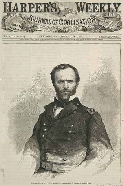 Generalmajor William T. Sherman, forsiden af Harpers Weekly, 1864 (trægravering) af American School