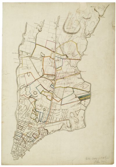 Manhattan Island omkring 1765-1770 fra batteriet til over Turtle Bay, 1845 af American School
