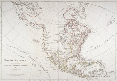 Kort, der viser Nordamerika som delt af de europæiske magter, 1774 af American School