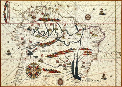Kort over Sydamerika i 1582 af American School