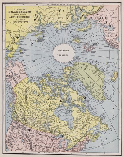 Kort over Arktis (farvet indgravering) af American School