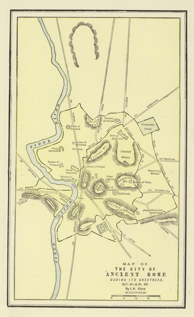Kort over byen i det antikke Rom under dens storhed, f.Kr. 30-AD 400 af American School