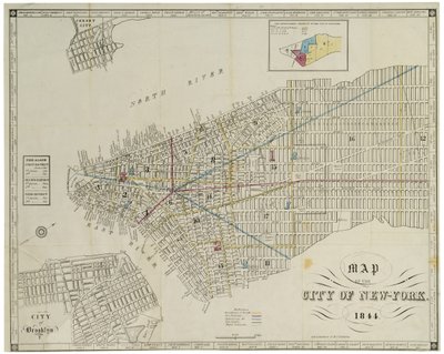Kort over byen New York. af American School