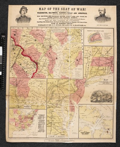 Kort over krigssædet. Indeholder et kort over nærheden af Washington, Baltimore, Harper