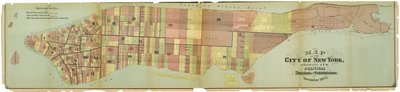 Kort over byen New York, der viser dens politiske opdelinger og underafdelinger af American School