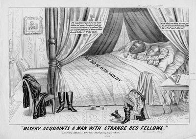 Elendighed gør en mand bekendt med mærkelige sengekammerater, udgivet af H R Robinson, New York, 1848 af American School