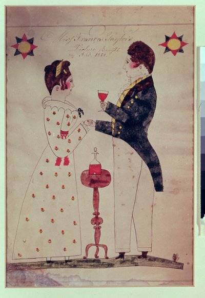 Miss Francis Taylor og forlovede, 1831 (wc på papir) af American School