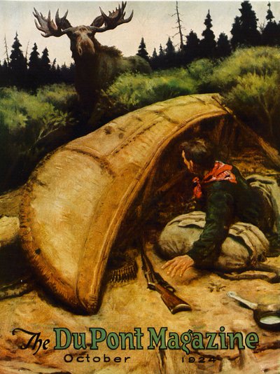 Moose attack!, forside af DuPont Magazine, oktober 1924 af American School