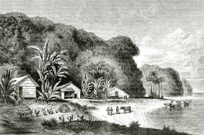 Saigon-flodens munding, illustration fra et besøg i Saigon af Walter Rose, offentliggjort i Appletons Journal, 4. maj 1872 af American School