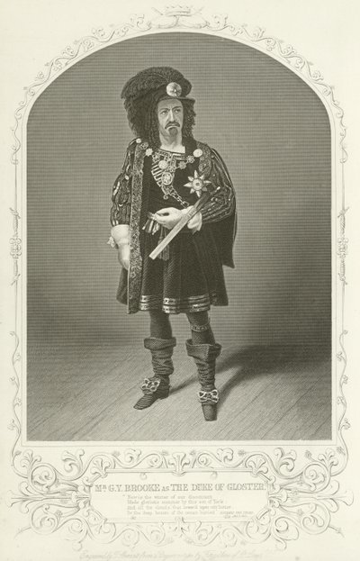 Mr G V Brooke som hertugen af Gloucester, Richard den tredje, 1. akt, scene I af American School