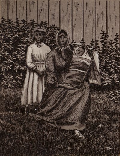Niagara Falls: Indisk familie (litho) af American School