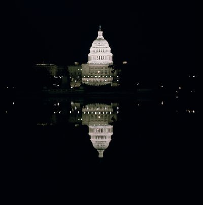 Natteudsigt over Capitol, 1793-1830 af American School