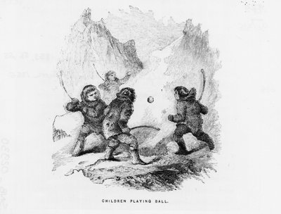 Nordpolen: børn, der spiller boldspil på isposen - Elisha Kent Kane; Artic Exploration i årene 1853-1855 (Philadelphia, Childs og Peterson af American School