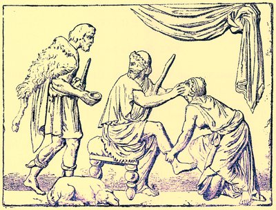 Odysseus genkendt af sin sygeplejerske, illustration fra History of Greece af Victor Duruy, udgivet 1890 (digitalt forbedret billede) af American School