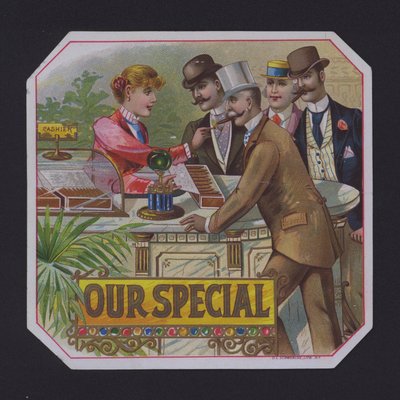 Vores specielle cigaretiket (chromolitho) af American School