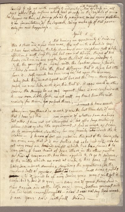 Side 3, Brev fra Abigail Adams til John Adams, 31. marts - 5. april 1776 (blæk på papir) af American School