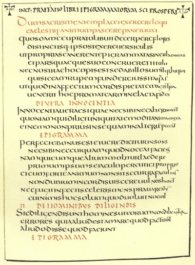 Side fra epigrammerne af St Prosper af American School