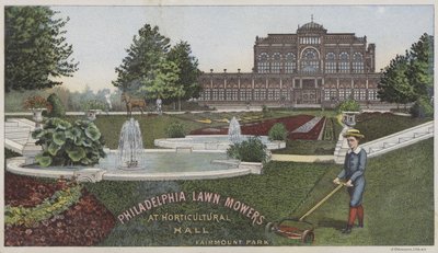 Philadelphia plæneklippere i havebrugshallen (chromolitho) af American School