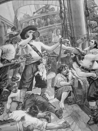 Pirater, der fanger et skib (gravering) af American School