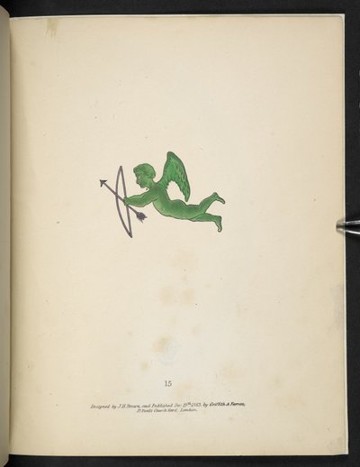Tallerken 15. Grøn Amorfigur.  Spectropia; eller, Overraskende spektrale illusioner, der viser spøgelser overalt og af enhver farve osv. ser. 1.  J.H. Brun  1864 af American School