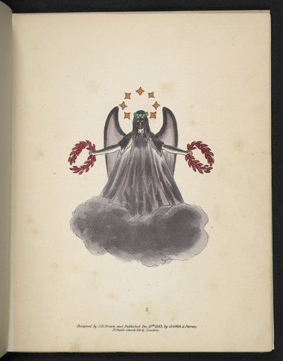 Plade 1. En mørk engel.  Spectropia; eller, Overraskende spektrale illusioner, der viser spøgelser overalt og af enhver farve osv. ser. 1.  J.H. Brun,  1864 af American School