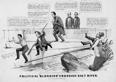 Politiske blondiner krydser Saltfloden, udgivet af Currer & Ives, New York, 1860 af American School