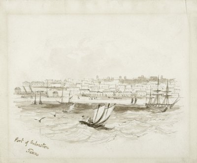 Port of Galveston, Texas, slutningen af 1800-tallet (blæk på vævet papir) af American School