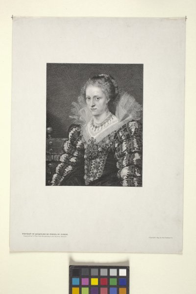 Portræt af Jacquelin De Cordes (blæk) af American School