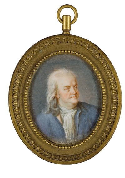 Portræt miniature af Benjamin Franklin af American School