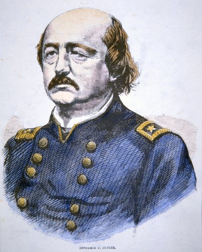 Portræt af Benjamin F. Butler (farve litho) af American School