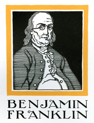 Portræt af Benjamin Franklin af American School