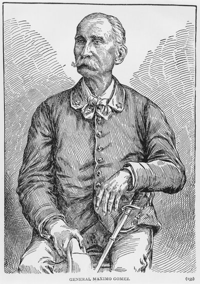 Portræt af general Maximo Gomez (1836-1905) fra The Story of Cuba af Murat Halstead, udgivet 1898 af American School