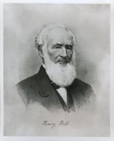 Portræt af Henry Wells (1805-78) medstifter af Wells Fargo & Co. (litho) af American School