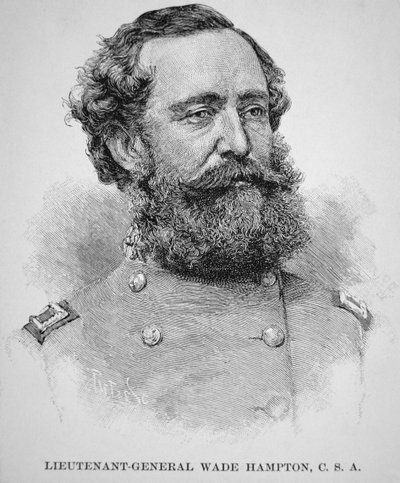 Portræt af generalløjtnant Wade Hampton (litho) af American School