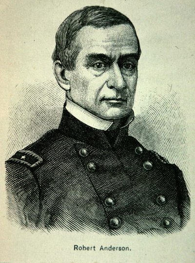 Portræt af major Robert Anderson (1805-71) (litho) af American School