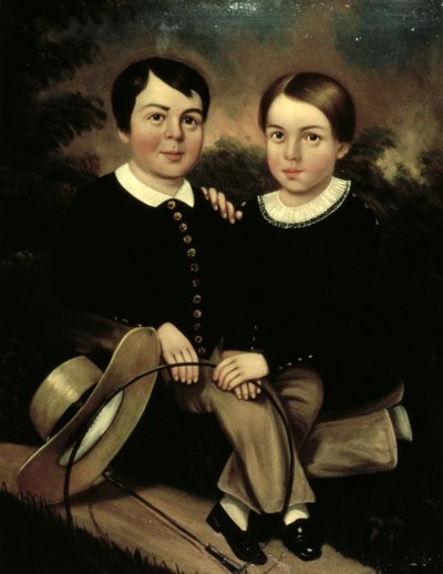 Portræt af to børn af American School