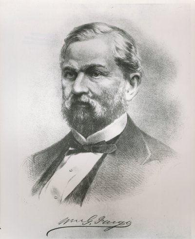 Portræt af William George Fargo (1818-81) medstifter af Wells Fargo & Co. (litho) af American School