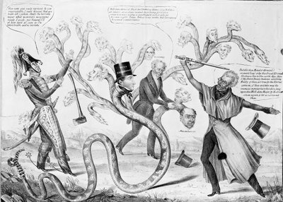 Præsident Andrew Jackson (1767-1845) dræber Hydraen af American School