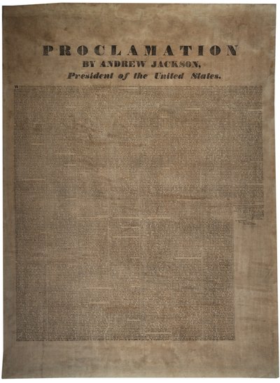 Proklamation af Andrew Jackson (1767-1845), USA