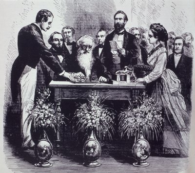 Professor Samuel Finley Breese Morse (1791-1872) forklarer funktionen af hans opfindelse af American School