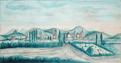 Pueblo, Mexico (akvarel på papir) af American School